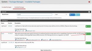 Произвожу поиск пакета под именем squid