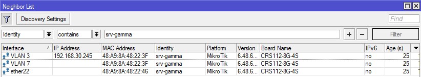 С главного Mikrotik я через IP - Neighbors вижу MIkrotik склада.