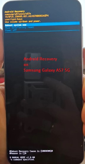 Так выглядит меню Android Recovery на Samsung Galaxy A57 5G