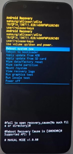 Режим "Android Recovery" на Samsung Galaxy A6